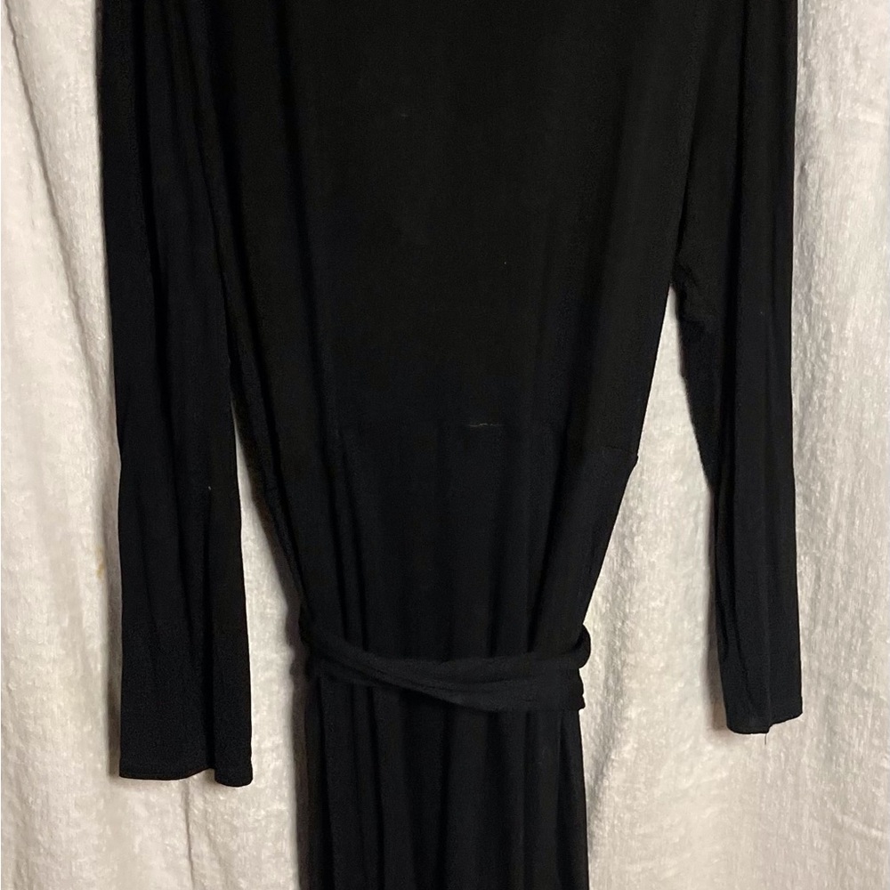 Women’s Jessica London black knit tie dress.